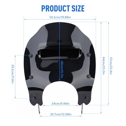 Thick Windshield w/Vented & Bracket Kit for Harley Road Black w/Black Bracket
