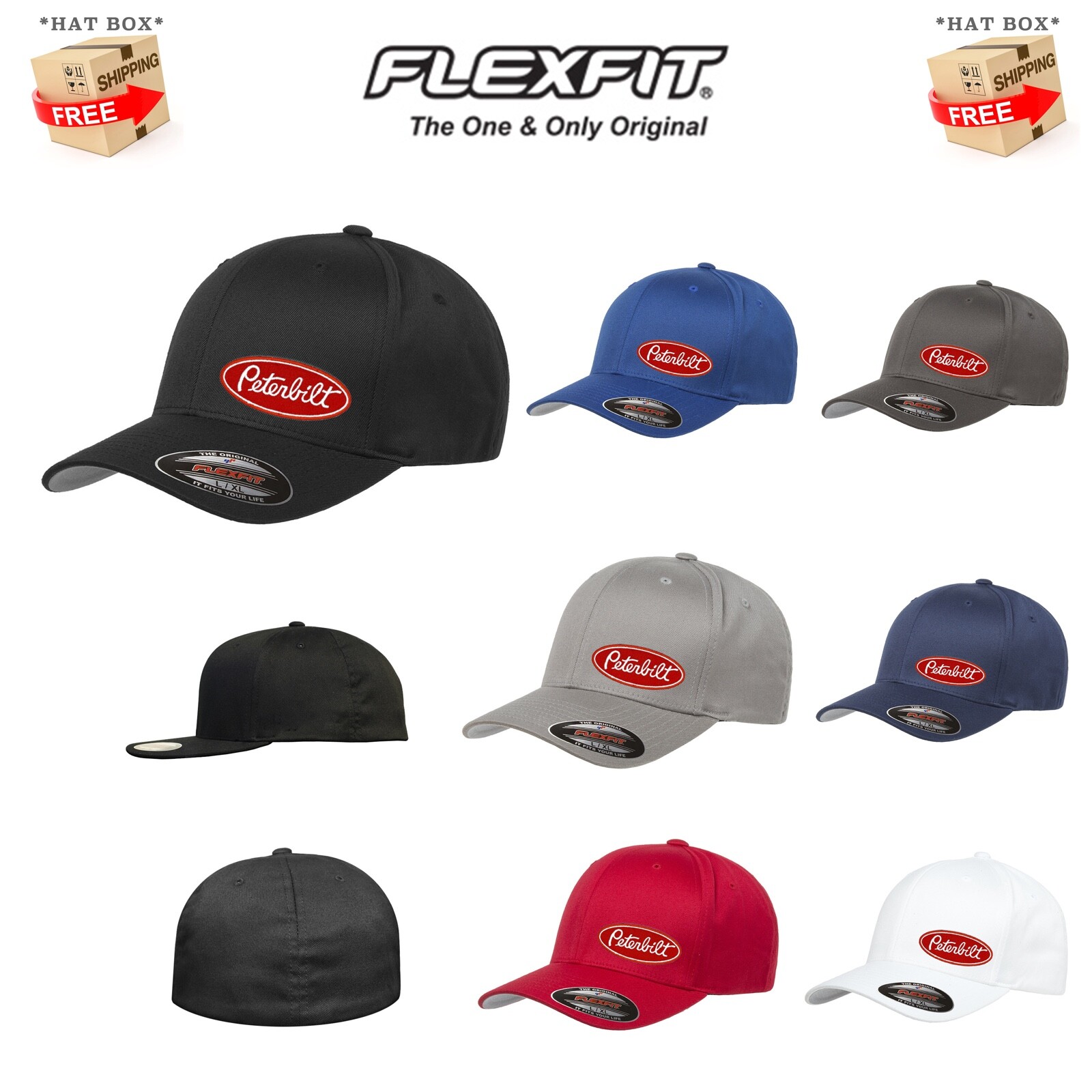 PETERBILT TRUCK  Embroidered SIDE Patch CURVED or FLAT CURVED BILL FLEXFIT HAT