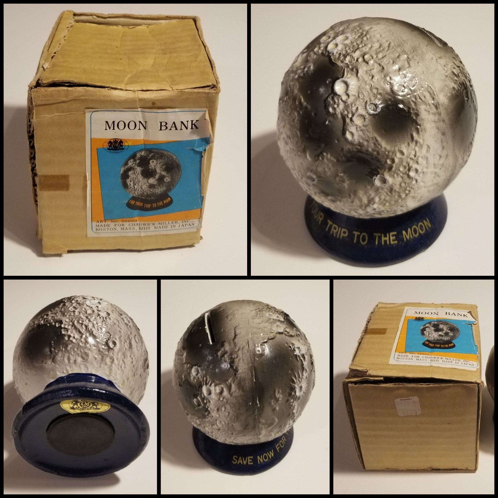 Vintage 1960s Moon Bank "Save Now For Your Trip To The Moon" Made in Japan W/Box
