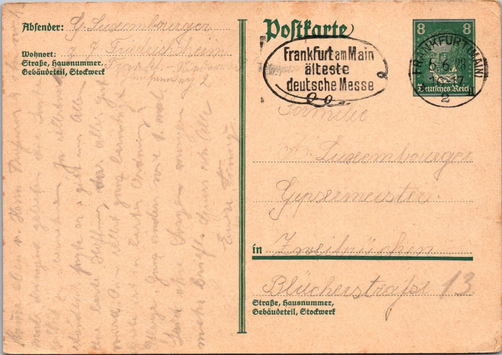 Germany 1928 - Postcard - Frankfurt - F67027