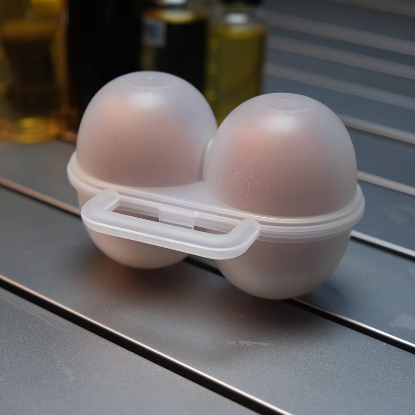 RoseFlower 2 Girds Egg Holder Container, Plastic Egg Storage Box Leakproof Sh...