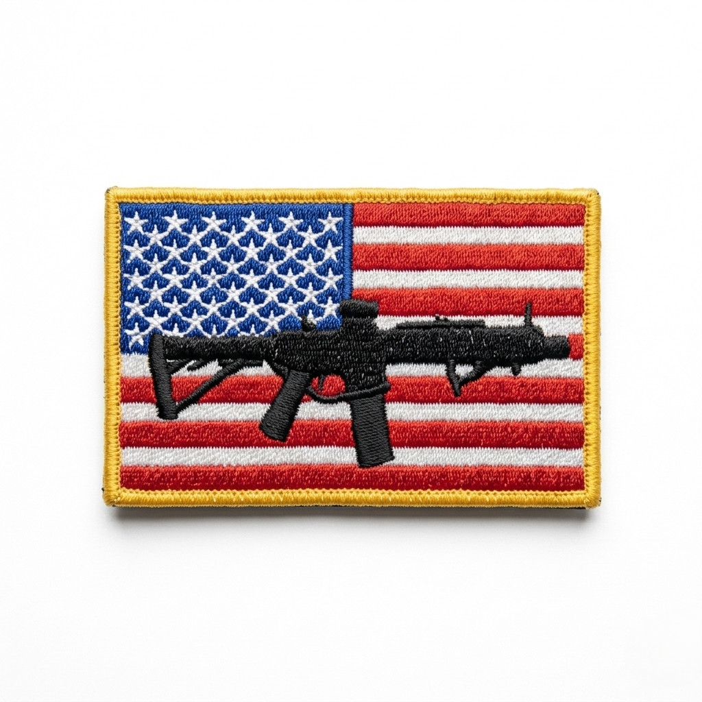 American Flag Rifle Patch - Tactical Morale Embroidered Emblem - Hook & Loop