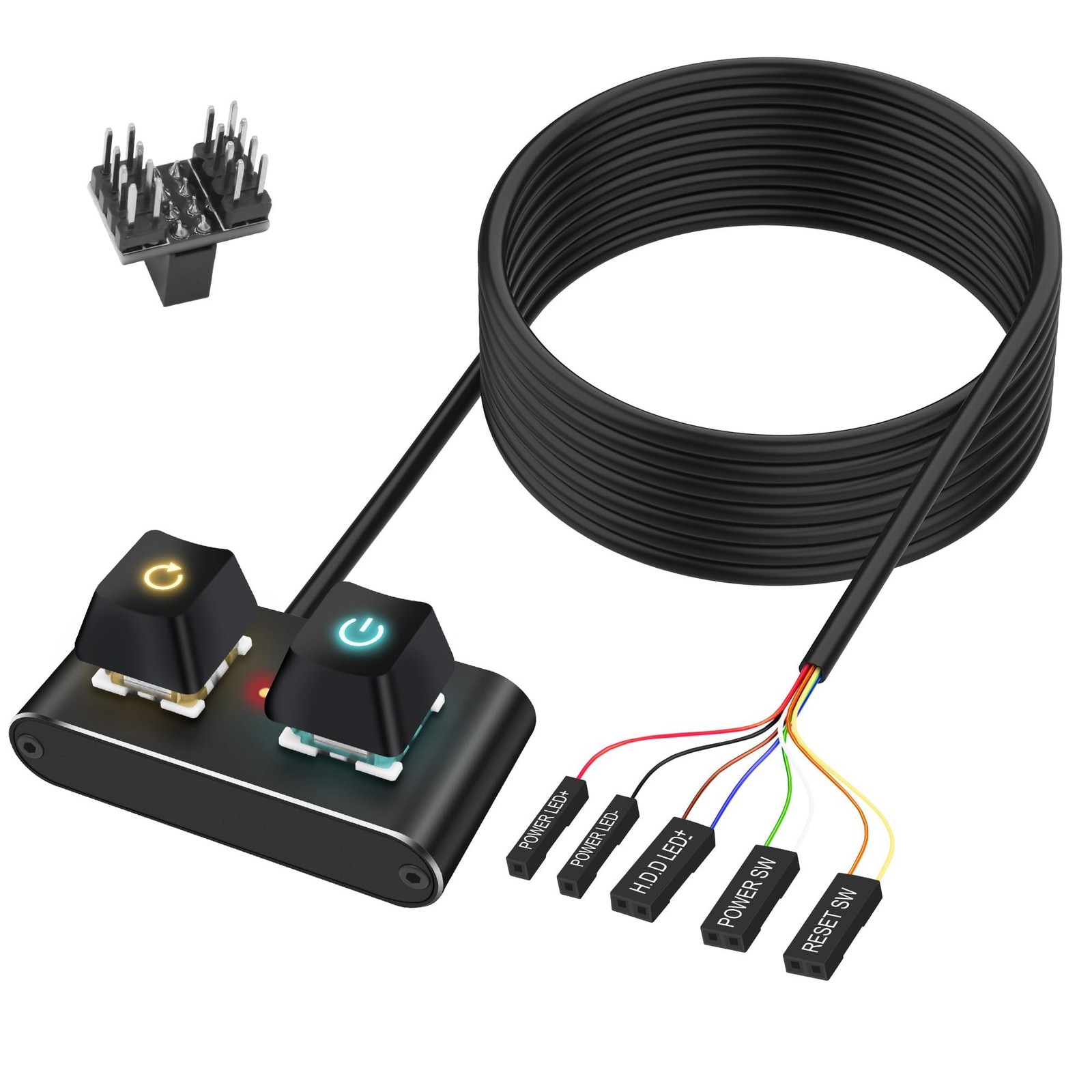 PC Power Button Desktop Computer External Power Switch with RGB Light ON/Off ...