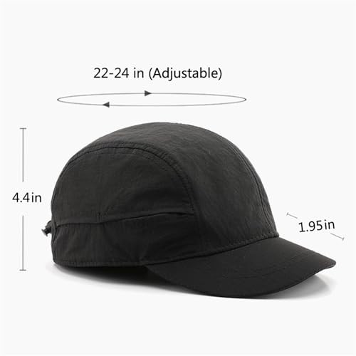 Short Brim Quick-Dry Lightweight Breathable Polyester Baseball One Size Black