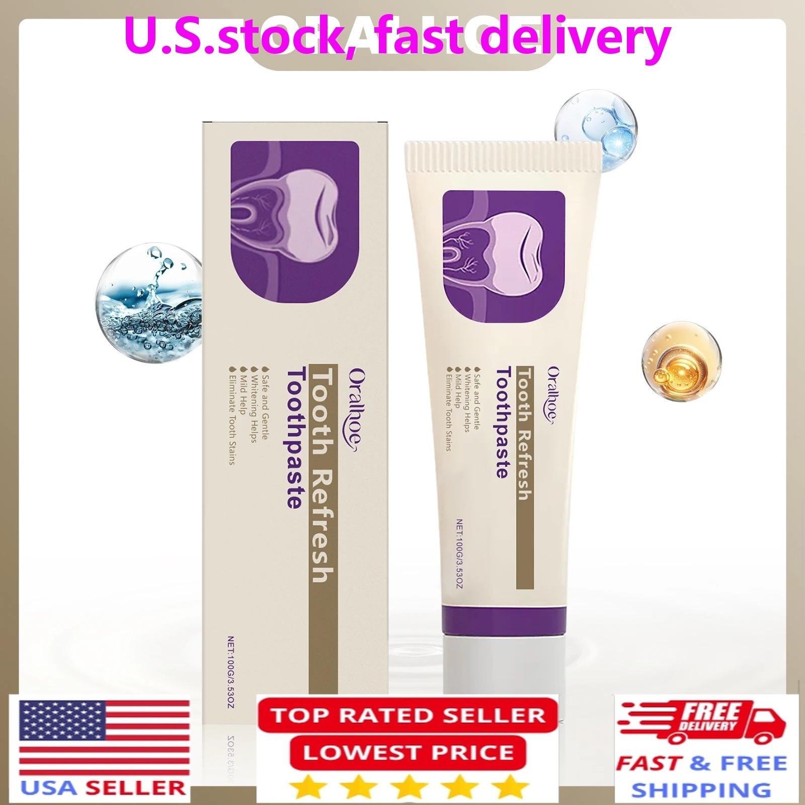 Tooth ORALHOE Mouth Refresh Toothpaste Stain ORALHOE Removal Whiten Teeth
