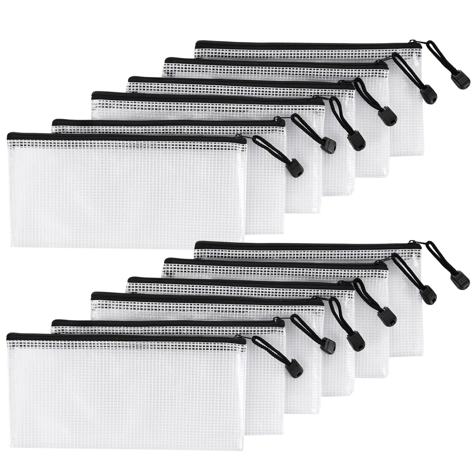 12Pcs Mesh Zipper Pouch,9x4.4 Inches Durable Pouches,Organizing Storage with ...
