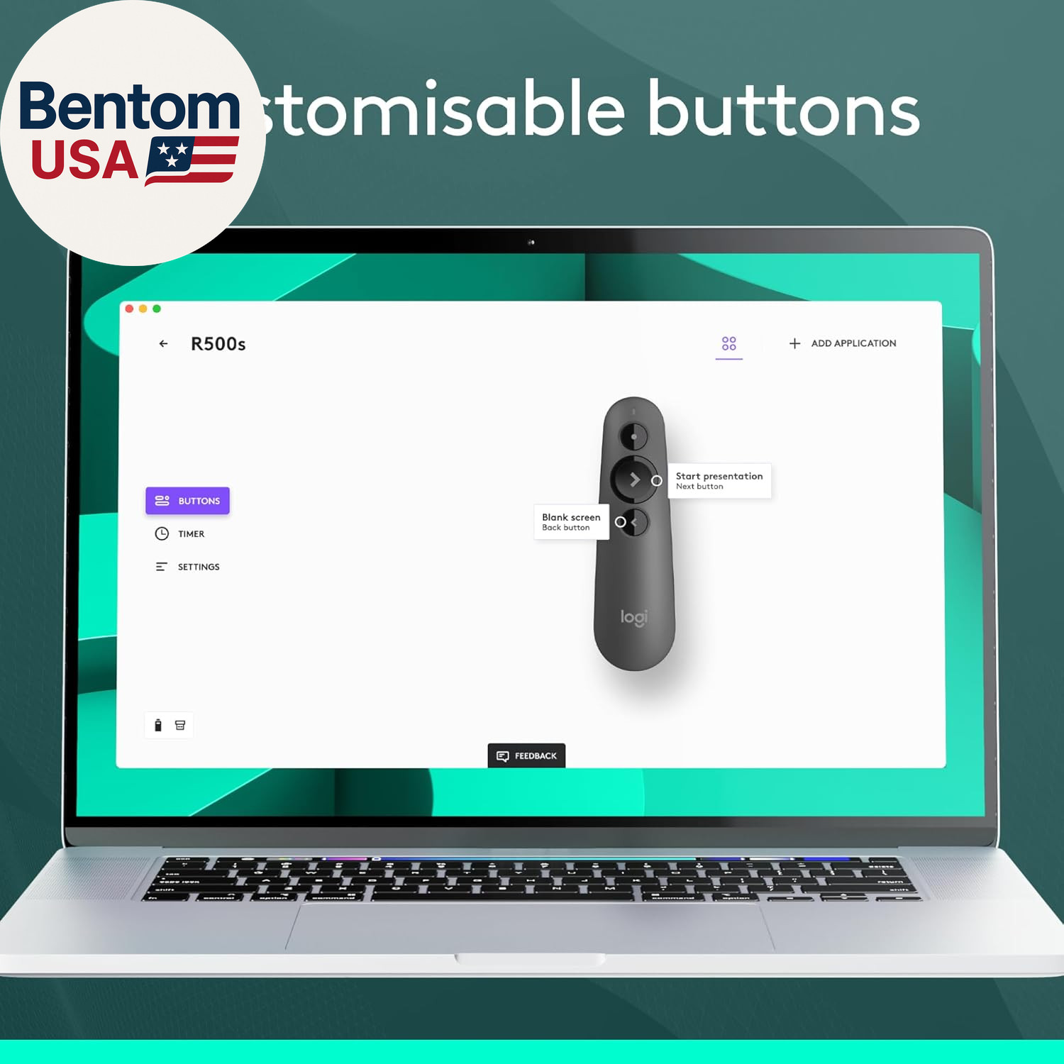 Wireless Presenter R500S, Powerpoint Clicker with Laser Pointer, Wireless Presen