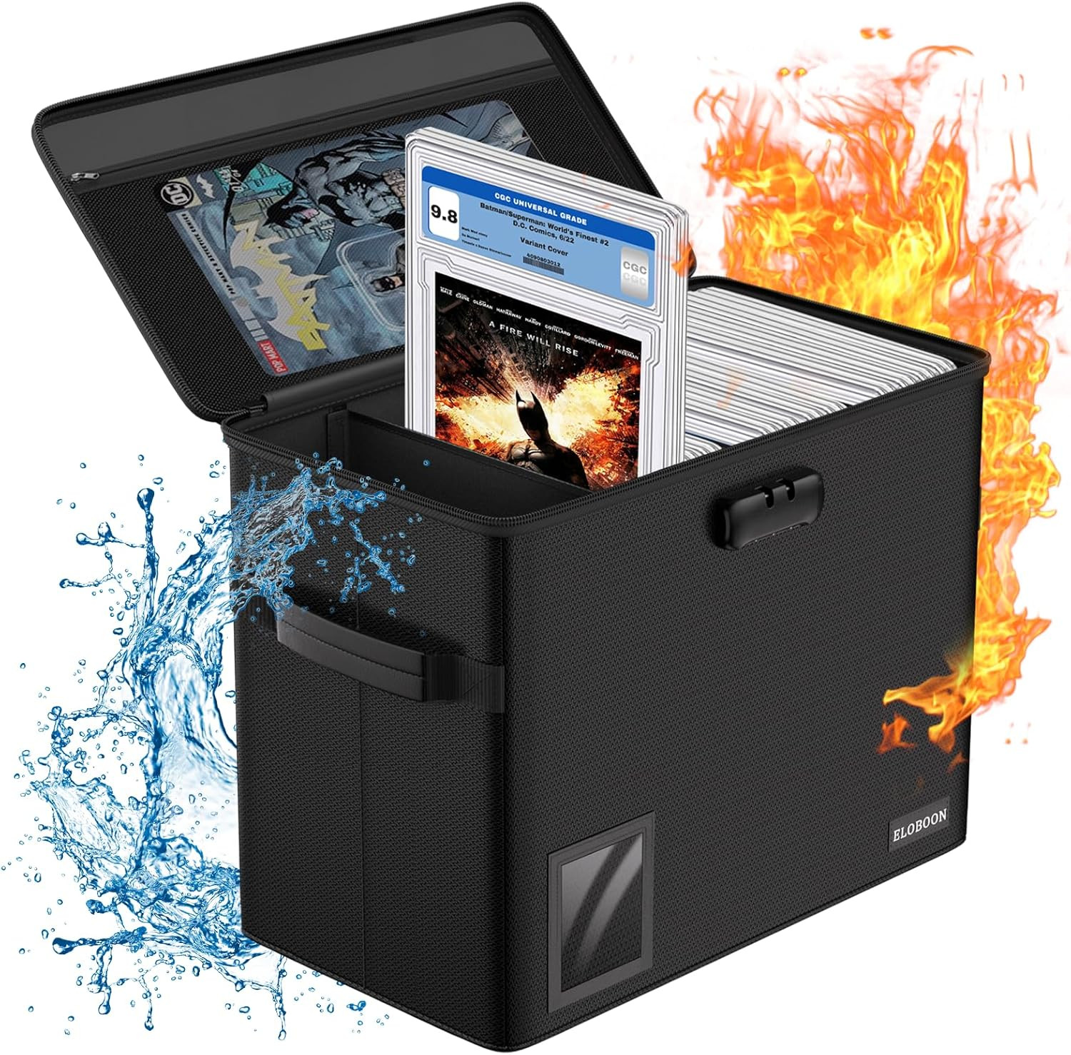 Graded Comic Book Storage for 30 Comics, Fireproof & Water-Resistant & Moisturep