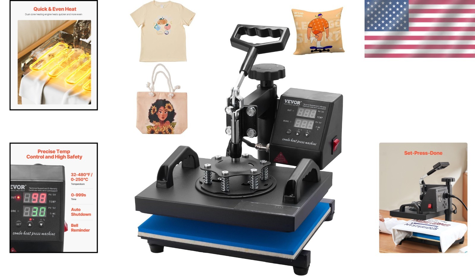 Professional 12x10in Heat Press with Digital Controls - Perfect for DIY Projects