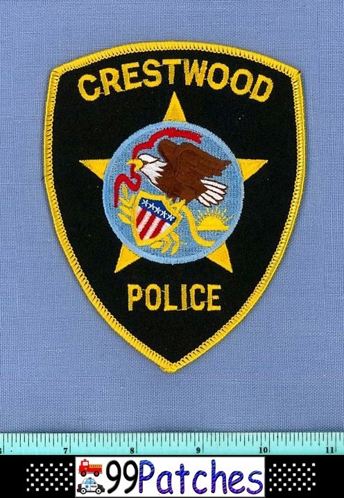CRESTWOOD ILLINOIS Police Shoulder Patch STATE SEAL IN STAR 8J