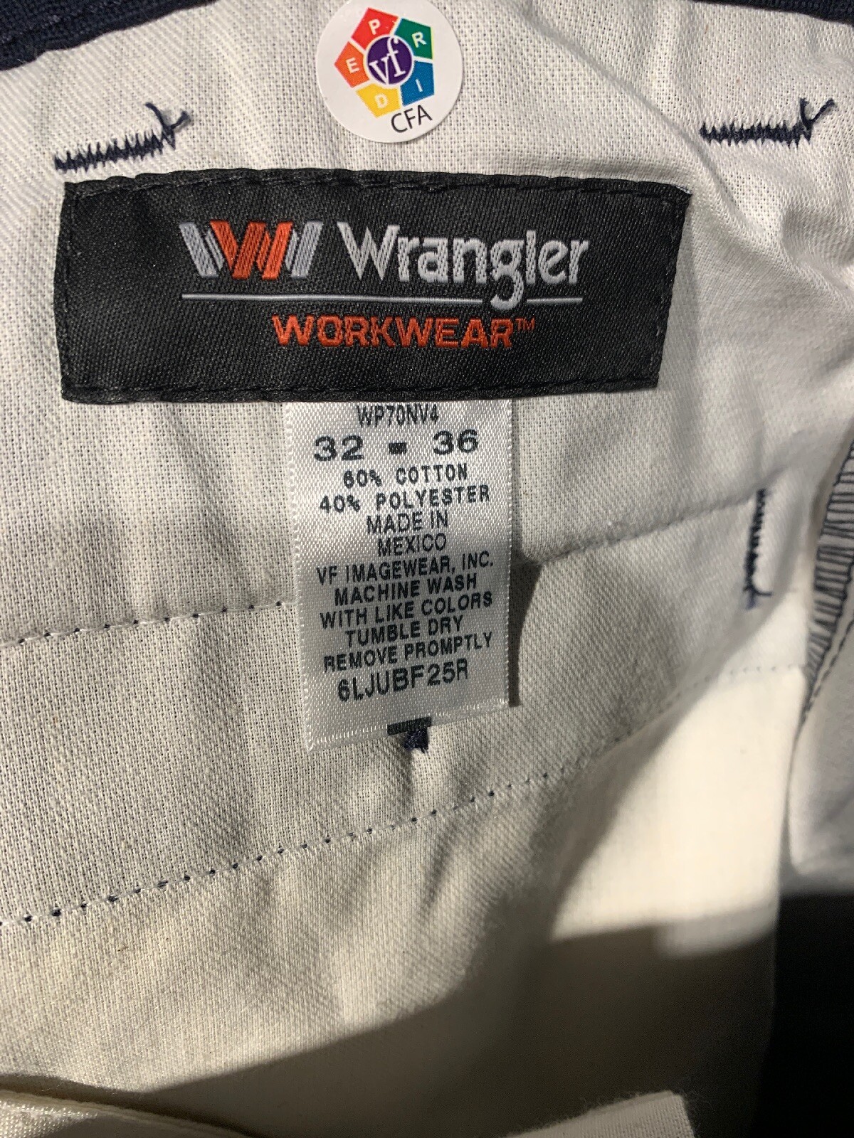 Mens 32 X 36 Work Pant, Navy, Wrangler Plain Front, NWT, Pockets $78