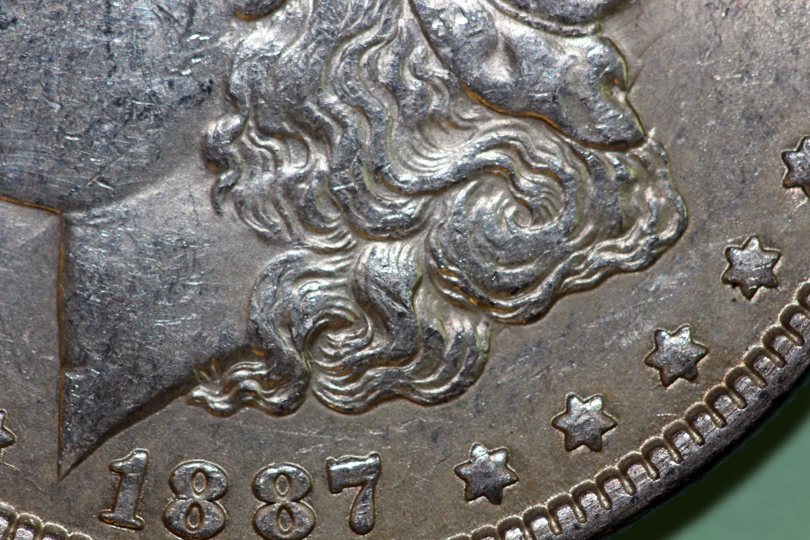 About Uncirculated 1887 P VAM 3A Elite Clashed 90% Silver Morgan Dollar MDX3203