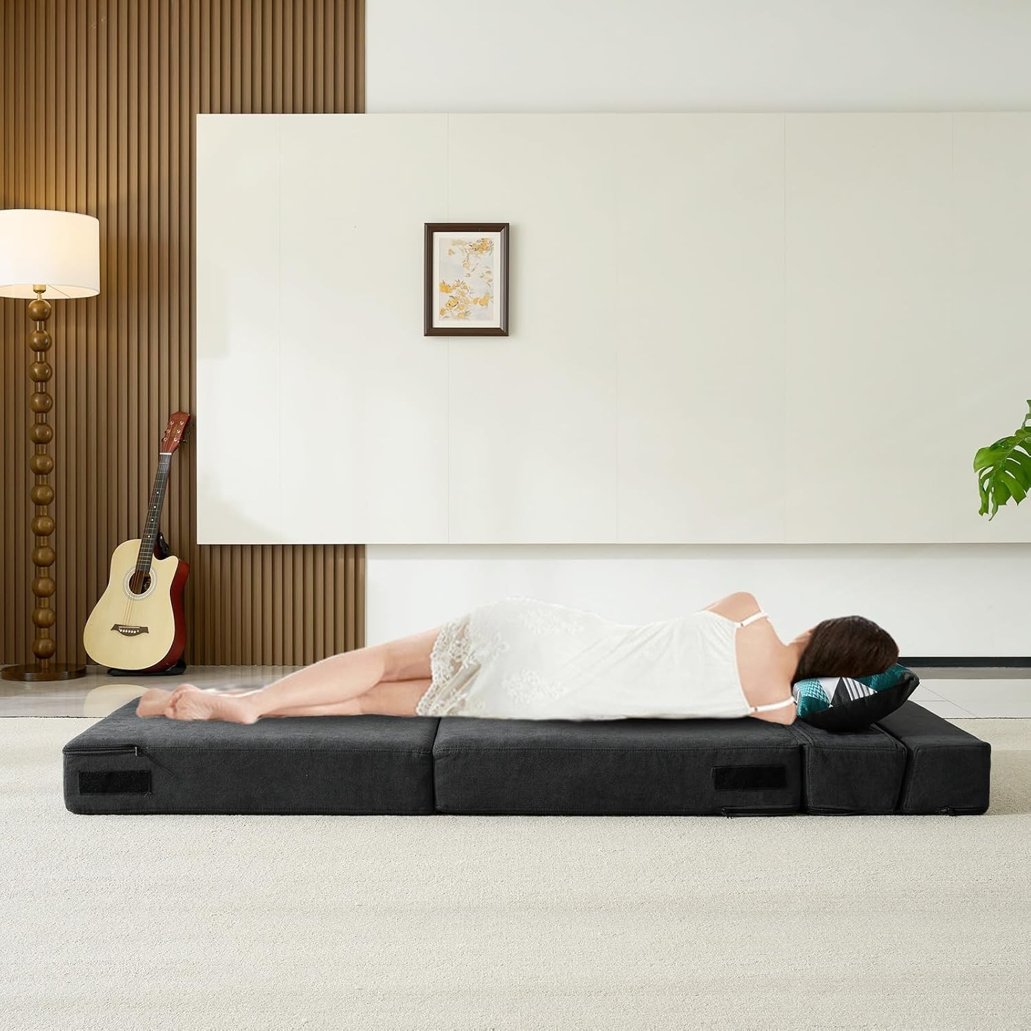 Folding Sofa Bed Single Size W/ Pillow Memory Foam Convertible Sleeper Chair