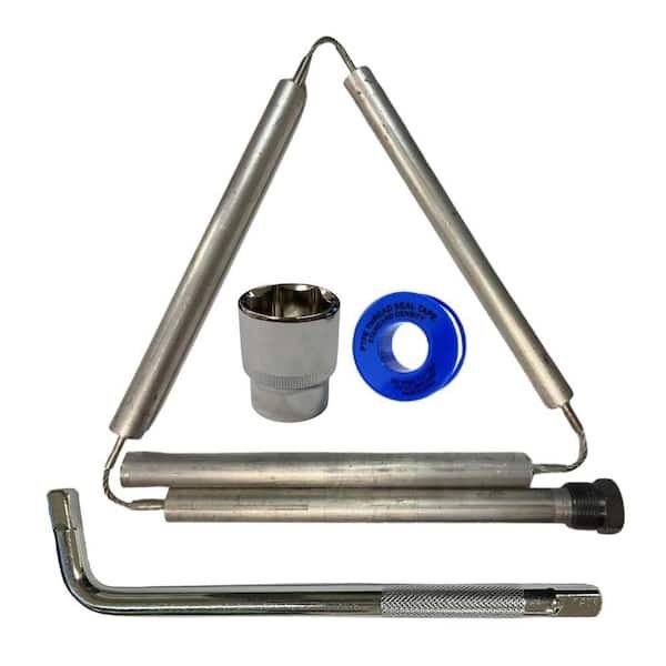 Heater Hot Water Hex Silver Metallic Long 4-Section Magnesium Anode Rod