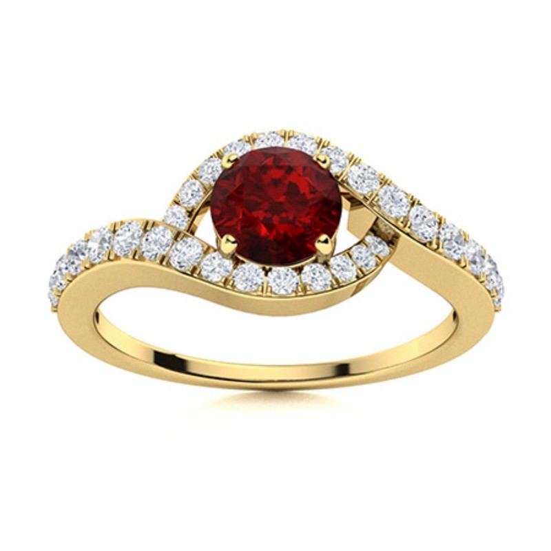January Birth Garnet Stone Solitaire with Accents Ring Sterling Silver