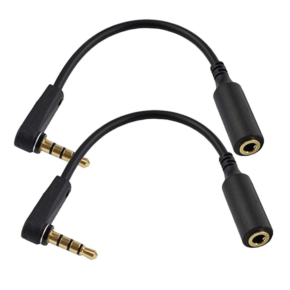 2PACK 6 Inch 4-Pole 3.5Mm Male Right Angle to Female Stereo Audio Cable Headset