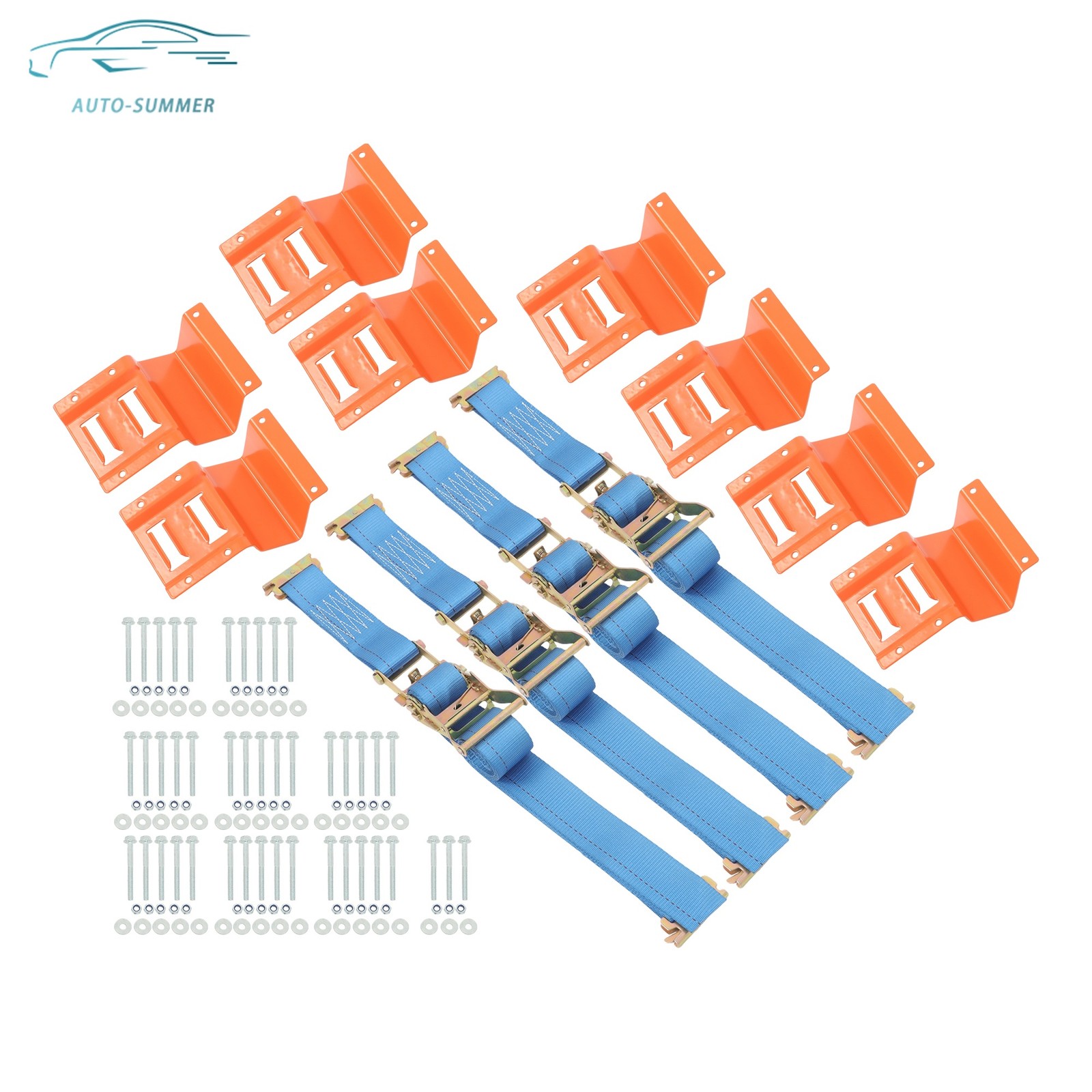 Durable E Track Wheel Chock System 8'Ratchet Tie Down Straps Secure Cargo 2 Pack