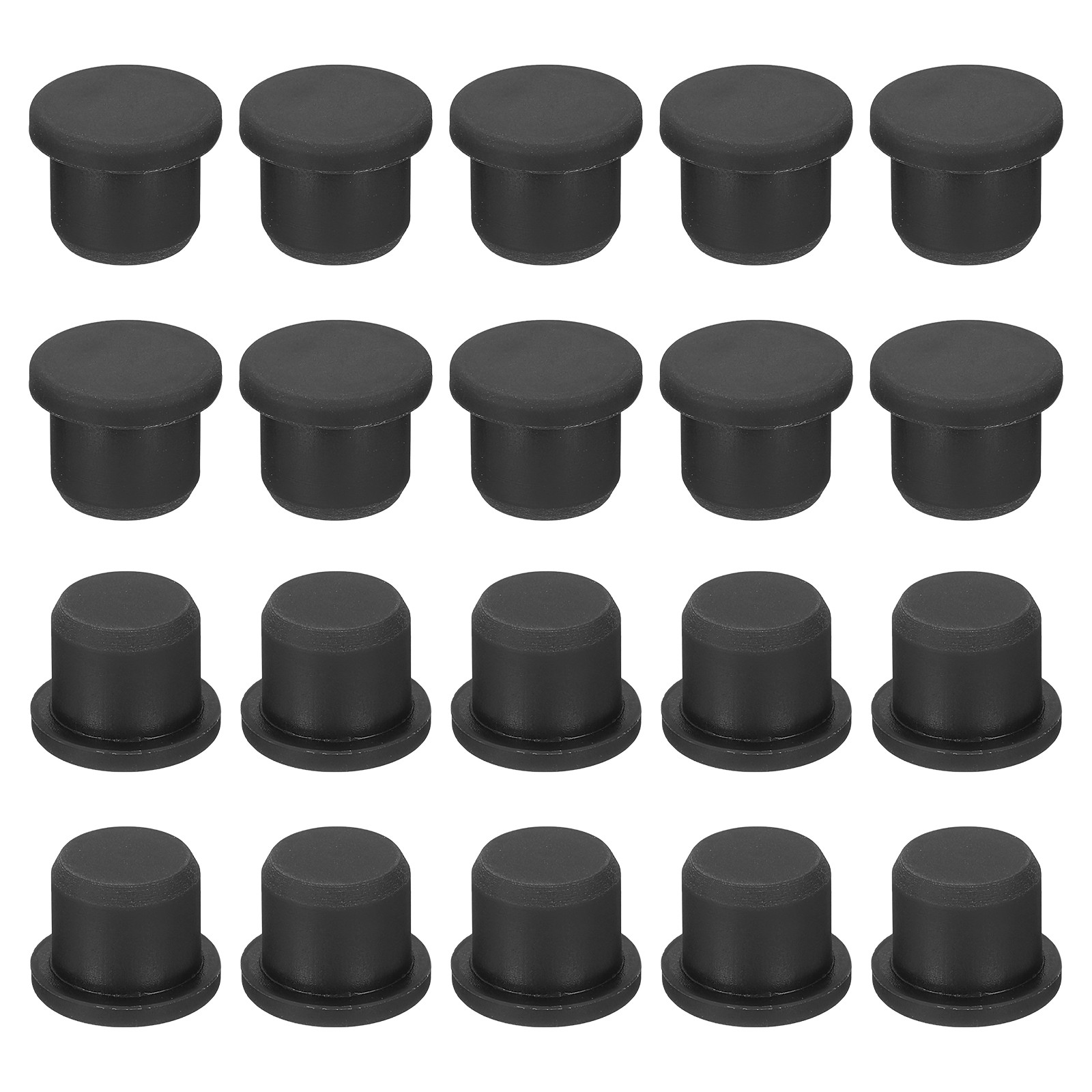 20-Pack Black Rubber Stopper Plugs, 11.5mm Plug Holes for 11mm/0.43-0.43" Hole