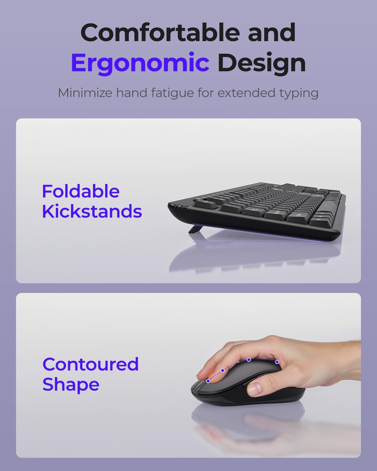Wireless Keyboard and Mouse Combo, 5-Level Adjustable 4000 DPI Mouse, Quiet 2...