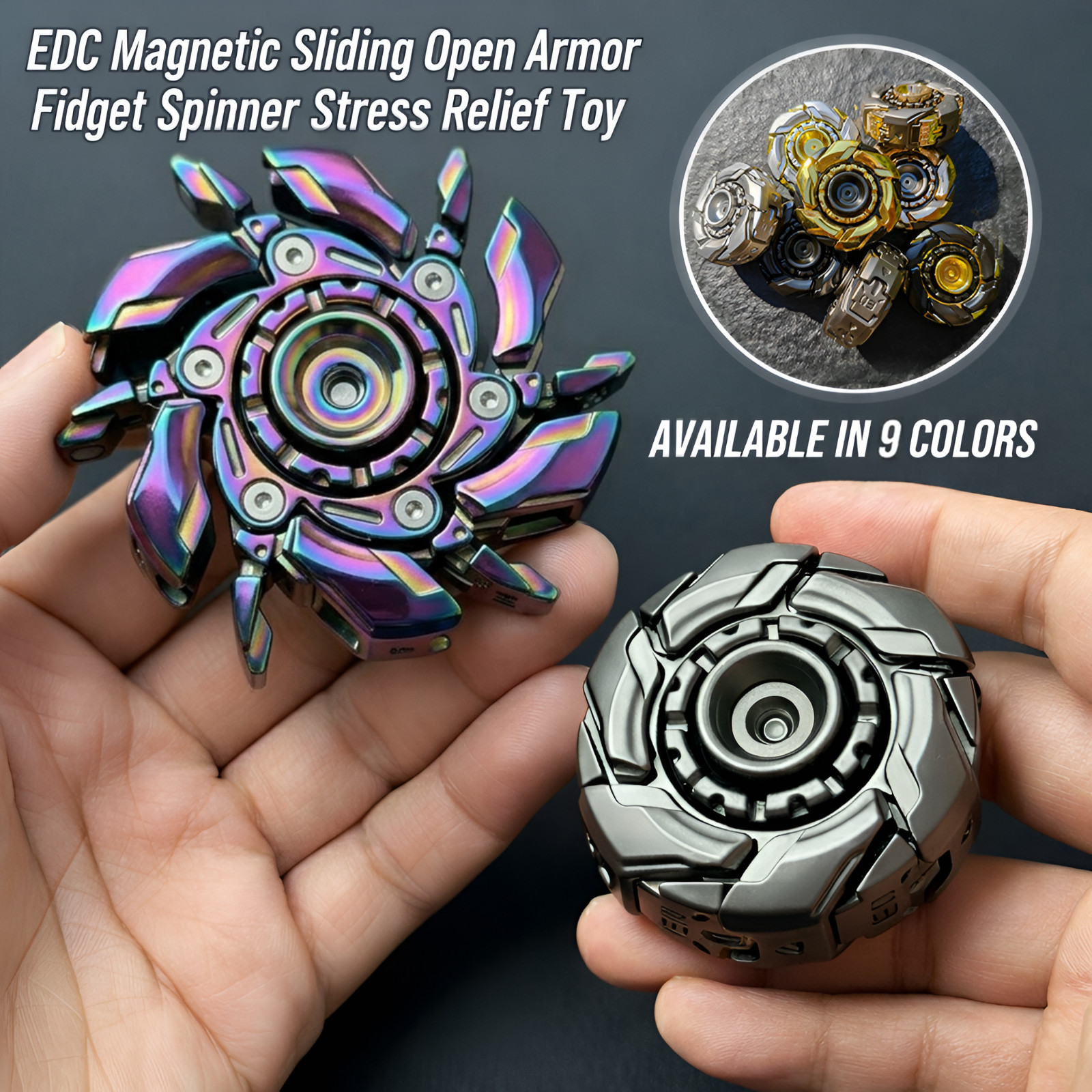 EDC Magnetic Sliding Open Armor Premium Fidget Spinner Stress Relief Toy Gift