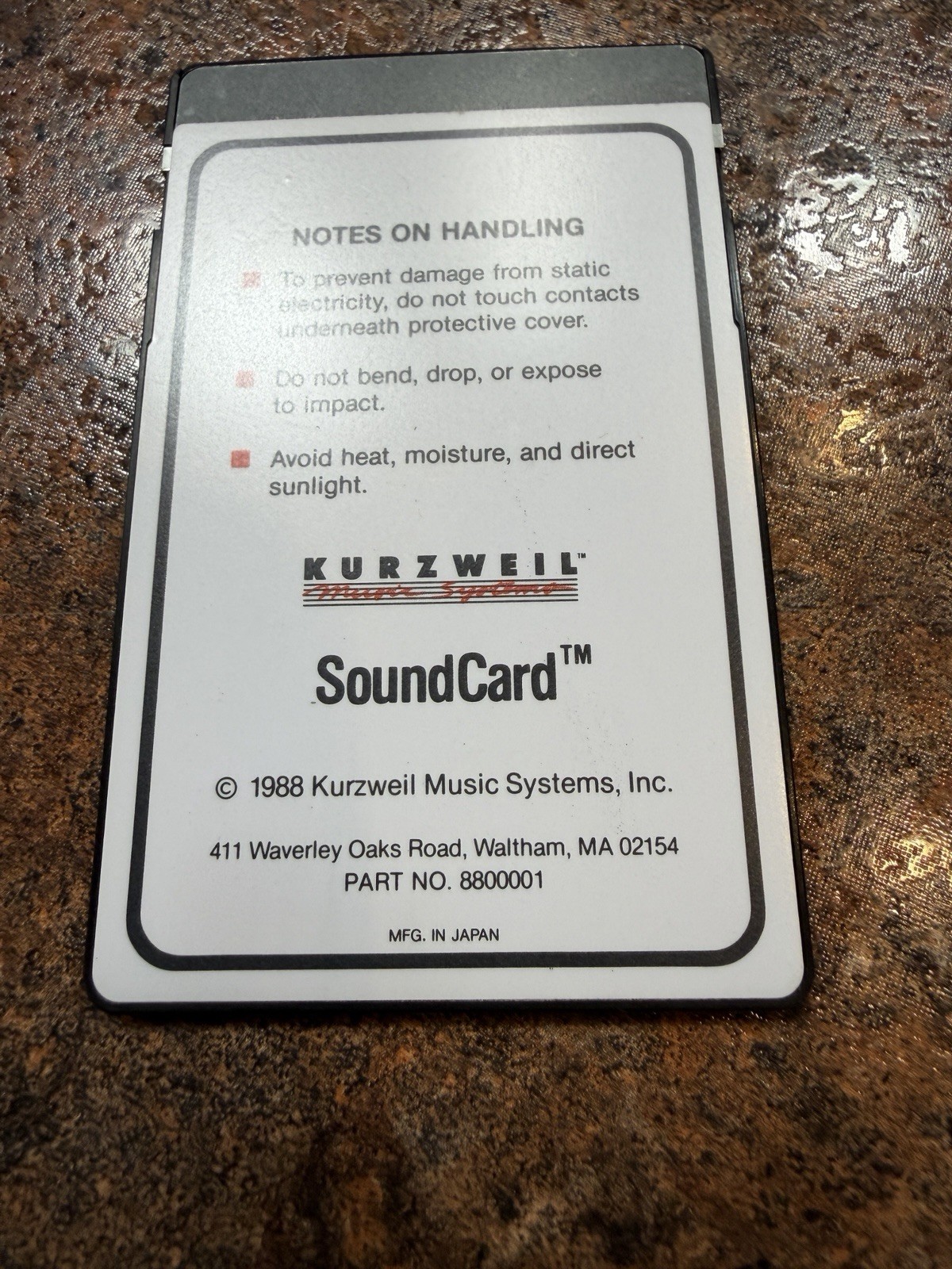 kurzweil soundcard part number 8800001 with choir & harp sounds