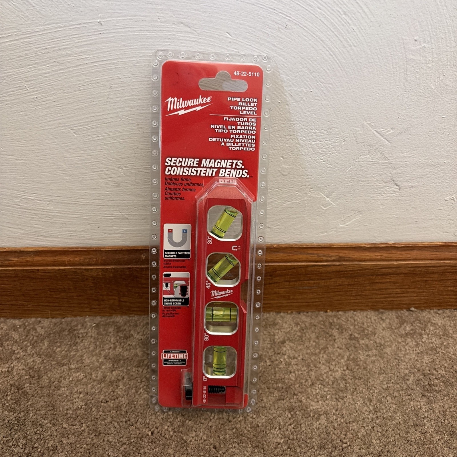 Milwaukee 48-22-5110 6.5" Impact Resistant Pipe Lock Billet Torpedo Level