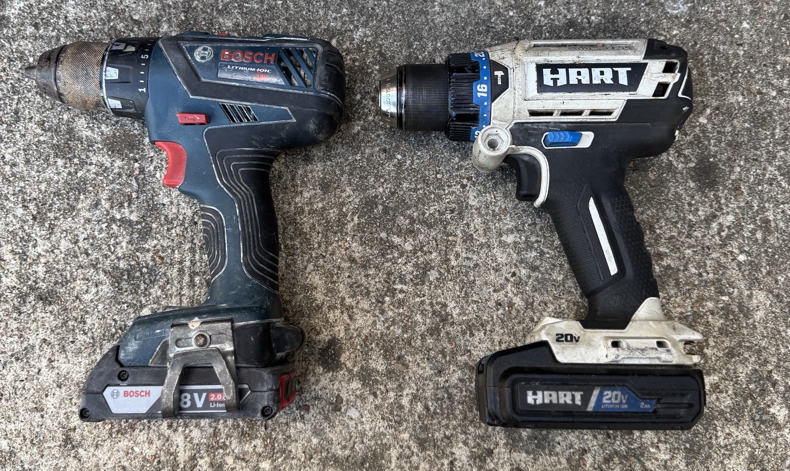 Bosch DDS181A & Hart HPHD25 Drills With Batteries - Working