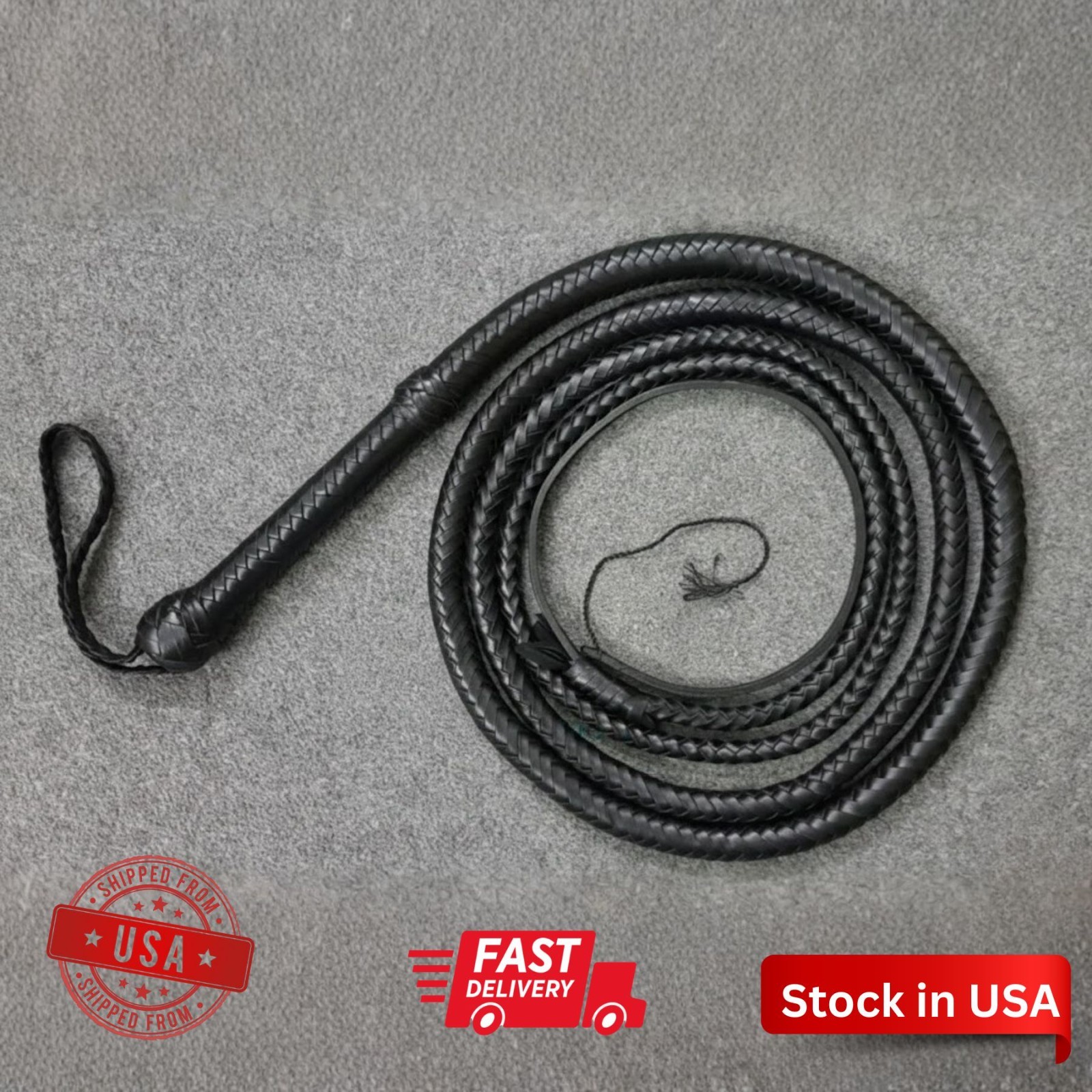 Genuine Indiana Jones Bullwhip 12 Plait Top Grain Cowhide Leather Shot Loaded