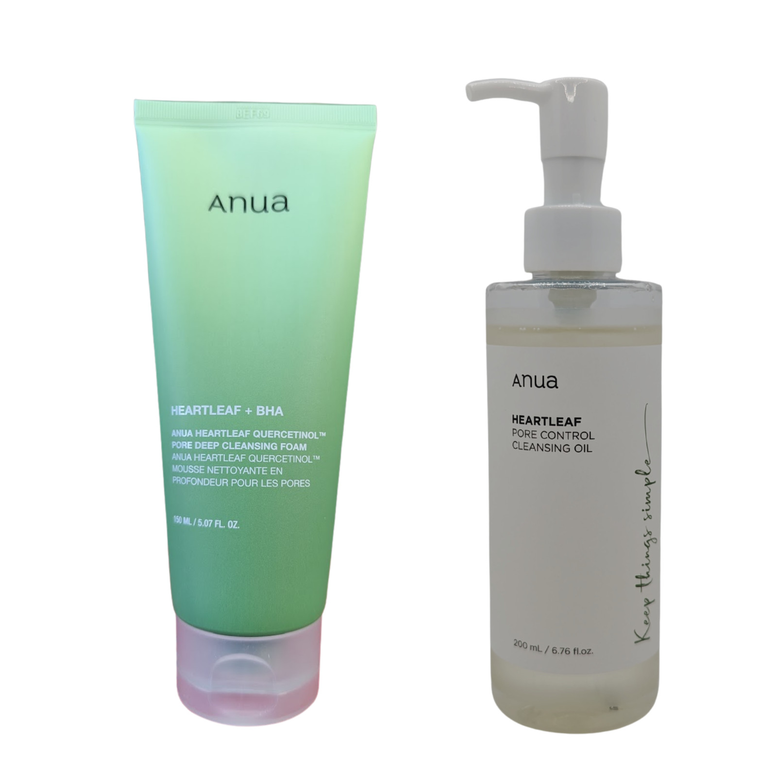 ANUA Heartleaf Cleansing Duo | Oil 200ml + Foam 150ml | Korean Skincare Set
