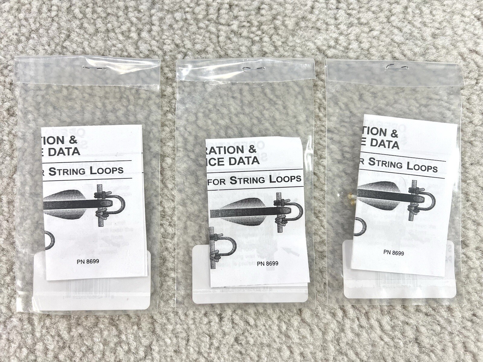 Lot of 3 PSE Archery Precision Shooting Bow String Loop 4-1/4" White 2697PSE New