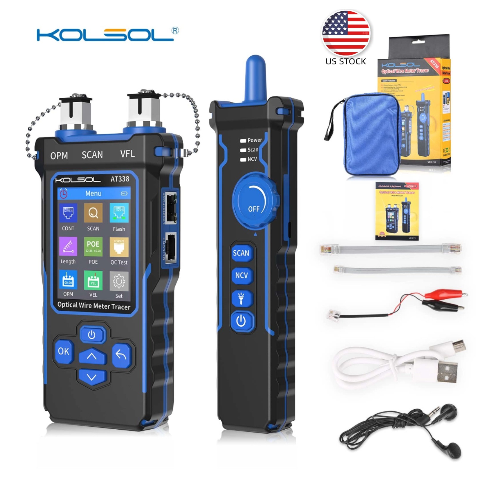 KOLSOL AT338 Network Cable Tester LAN Optical Wire Meter Power Meter Tester