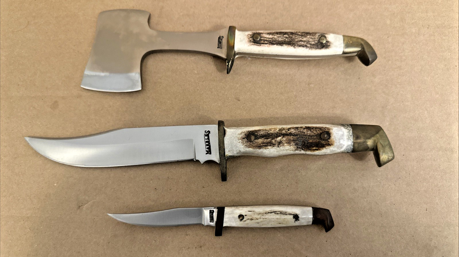 Marbles Cutlery Camp Set Knife (2) /Axe Combo With Leather Sheath MA516