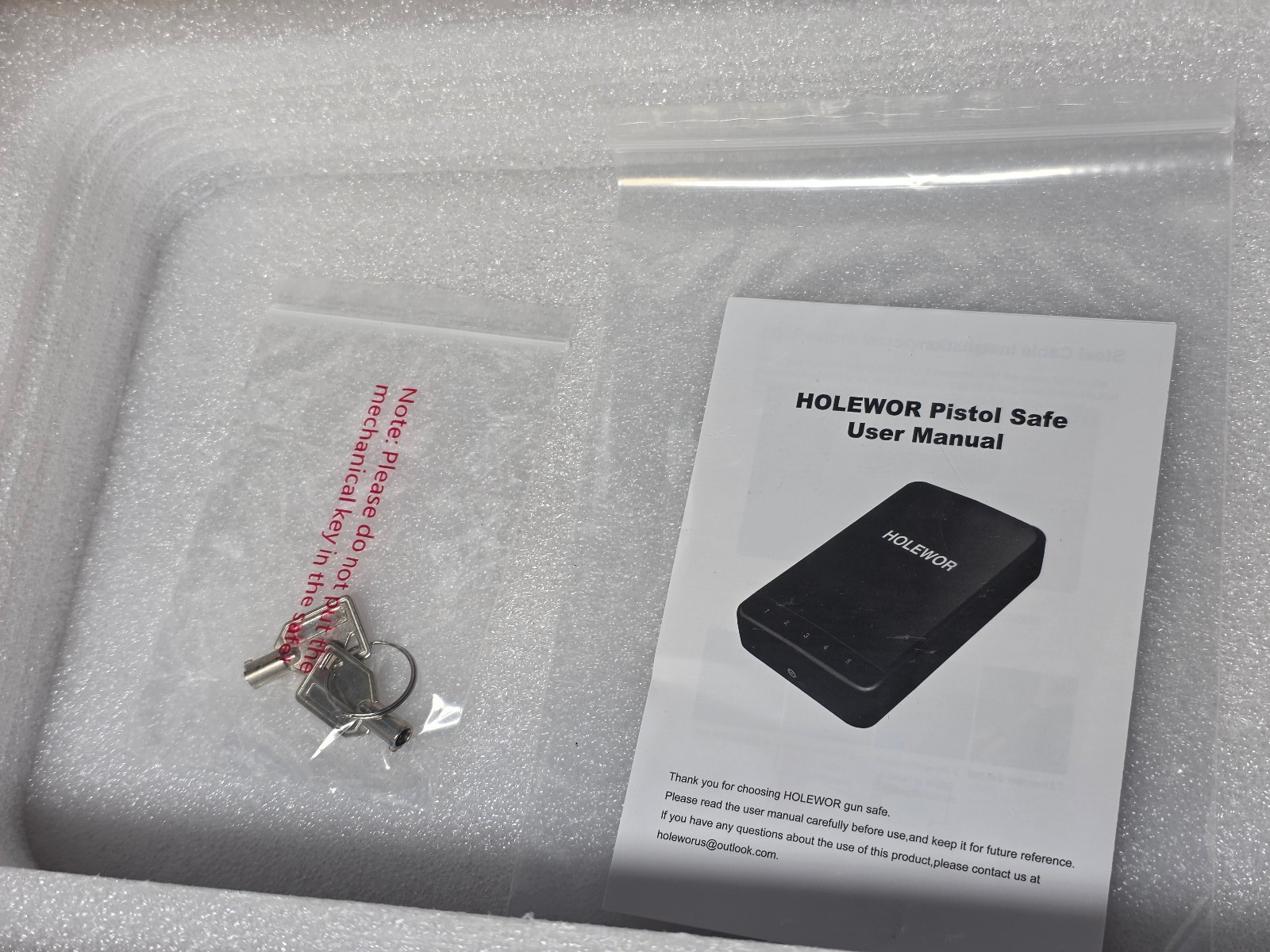 Holewor Small Pistol-Handgun Lock Box -Passcode or Key -Read Ad