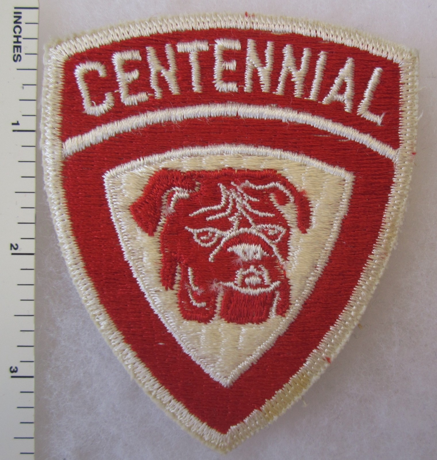 CENTENNIAL BULLDOGS ROTC SCHOOL PATCH Vintage ORIGINAL Cut Edge