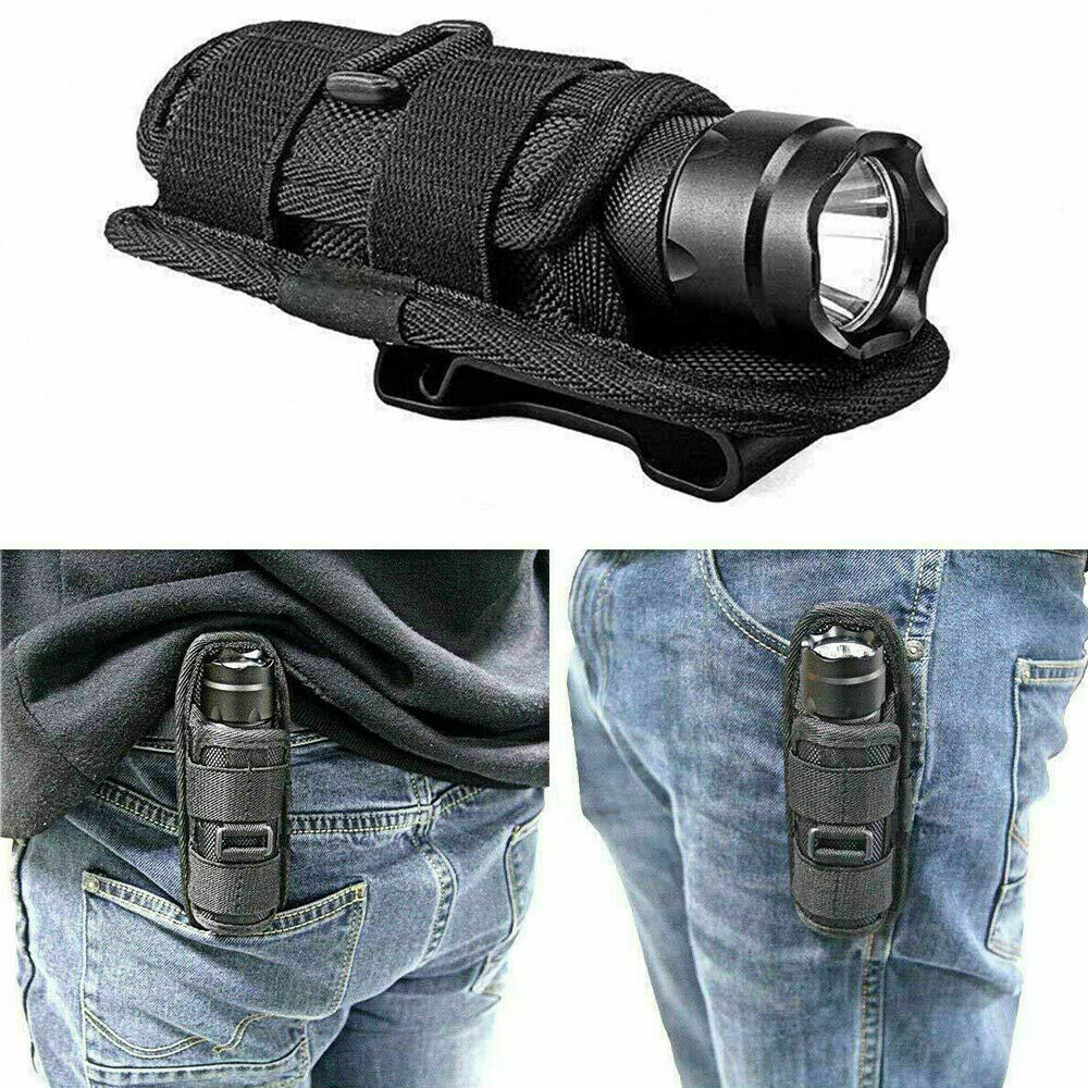 Outdoor Flashlight Holster 360° Torch Duty Belt Flashlight Holder Nylon Pouch