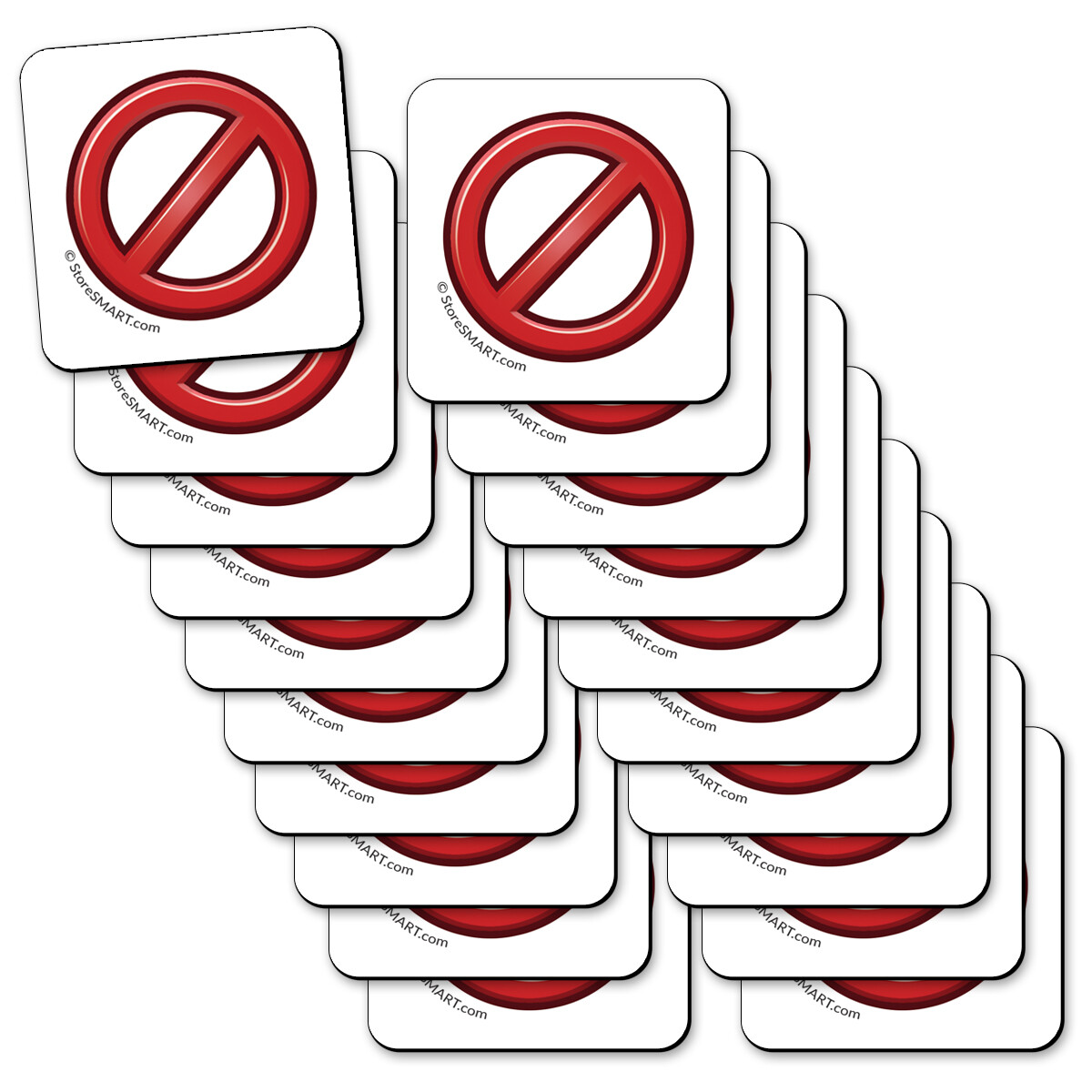 StoreSMART"No" Symbol Magnet - 1 1/4" Square - 50-Pack - NAY125-R-50