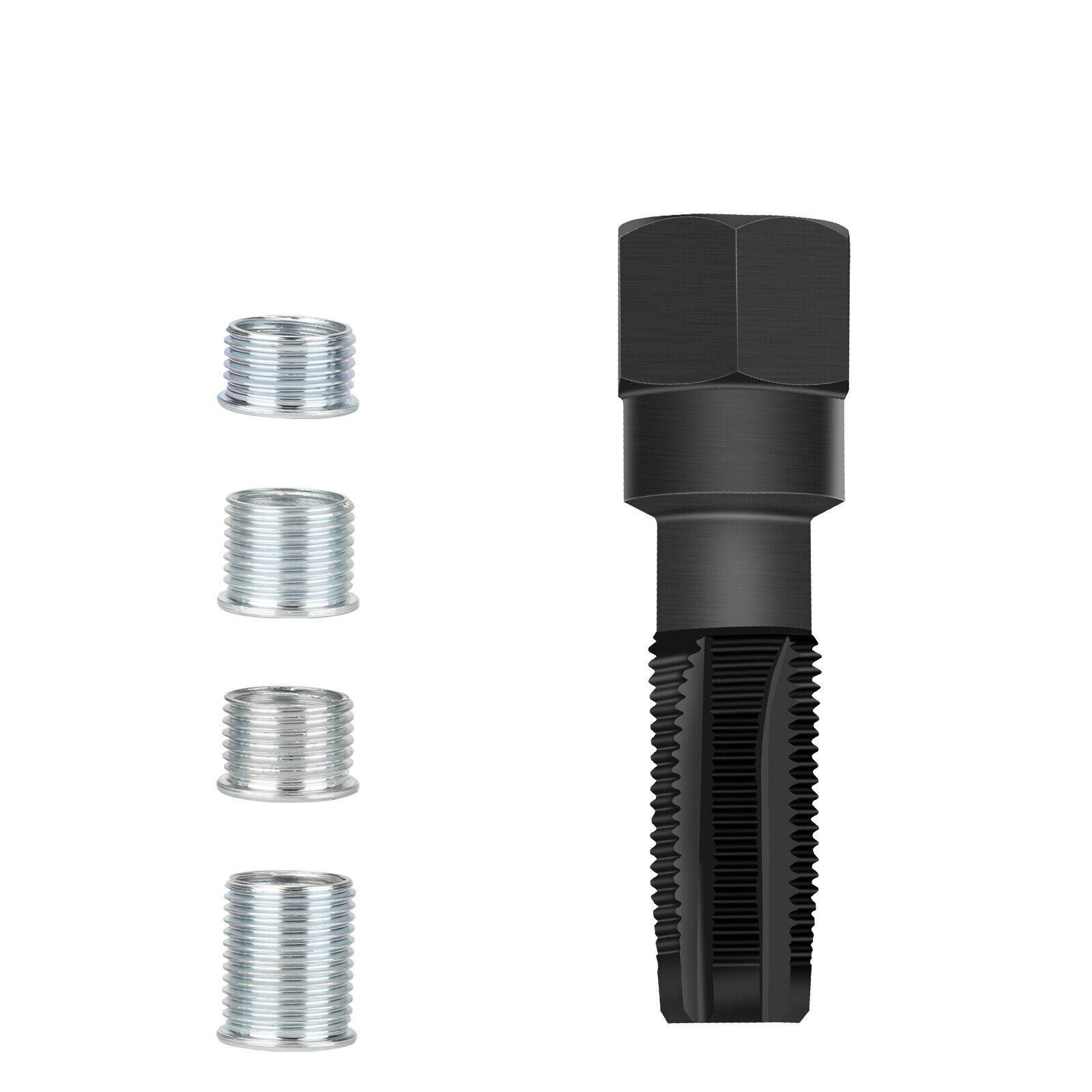 M14 x1.25 Spark Plug Rethread Thread Repair Kit Reamer Tap with 4 Inserts E