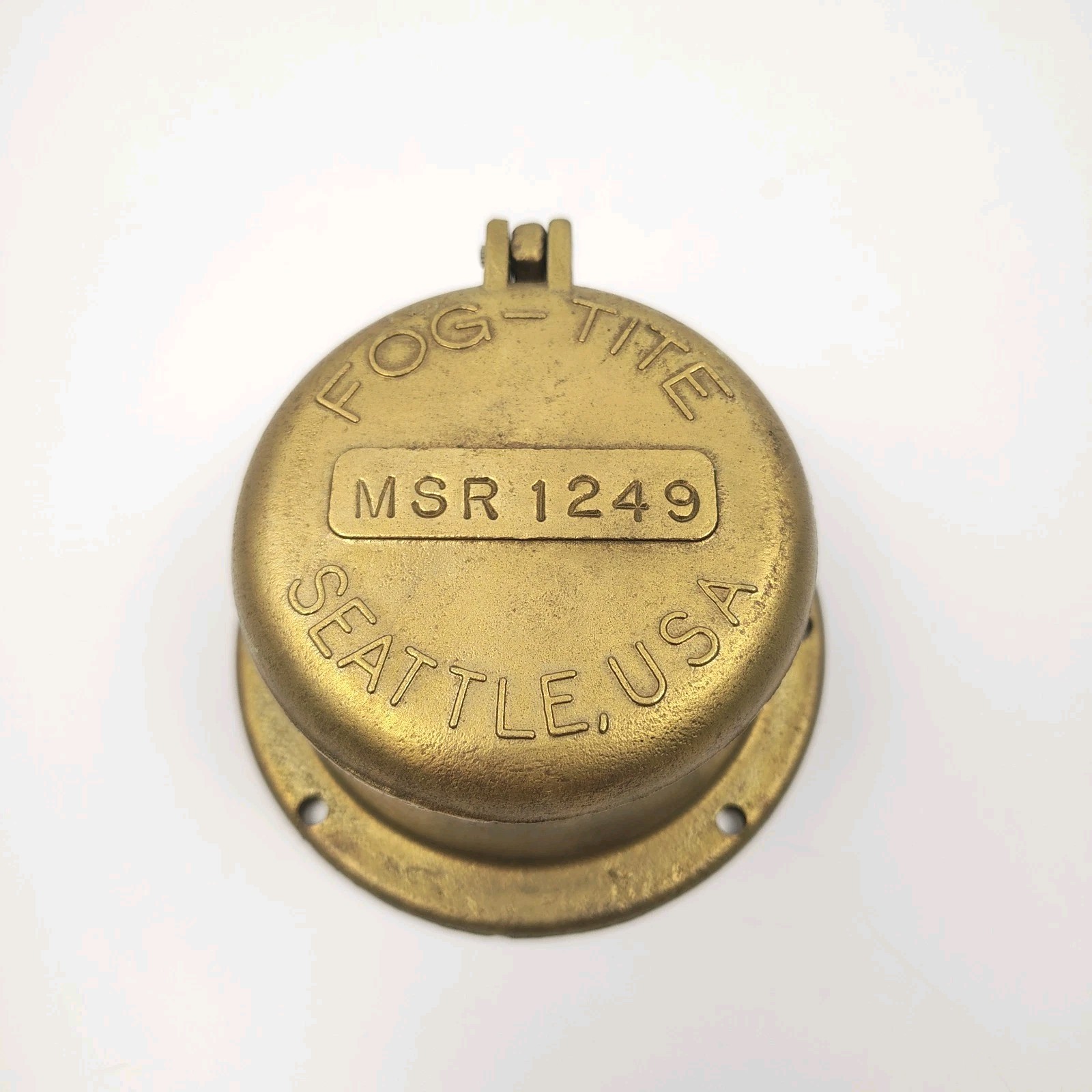Vintage Brass Fog Tite Water Meter Gauge Cap Seattle USA 3.75" Wide 1.75" Tall