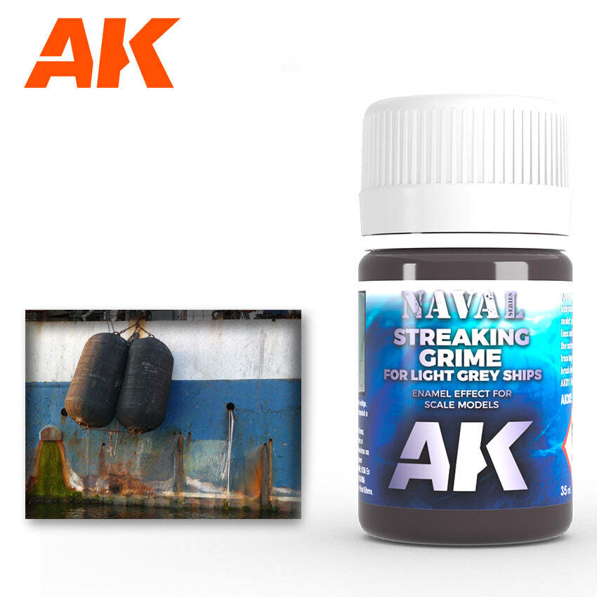 AK Interactive AK305 Streaking Grime For Light Gray Ships Enamel 35ml - US