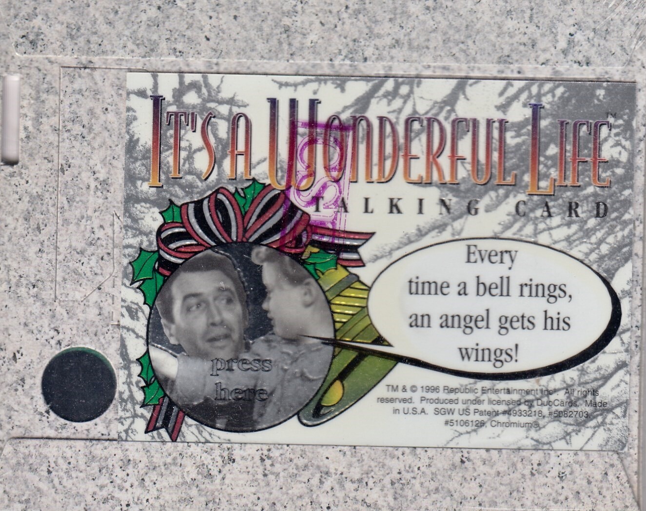 ITS A WONDERFUL LIFE 1996 DUOCARDS TALKING CARD INSERT FROM MAIL-IN OFFER