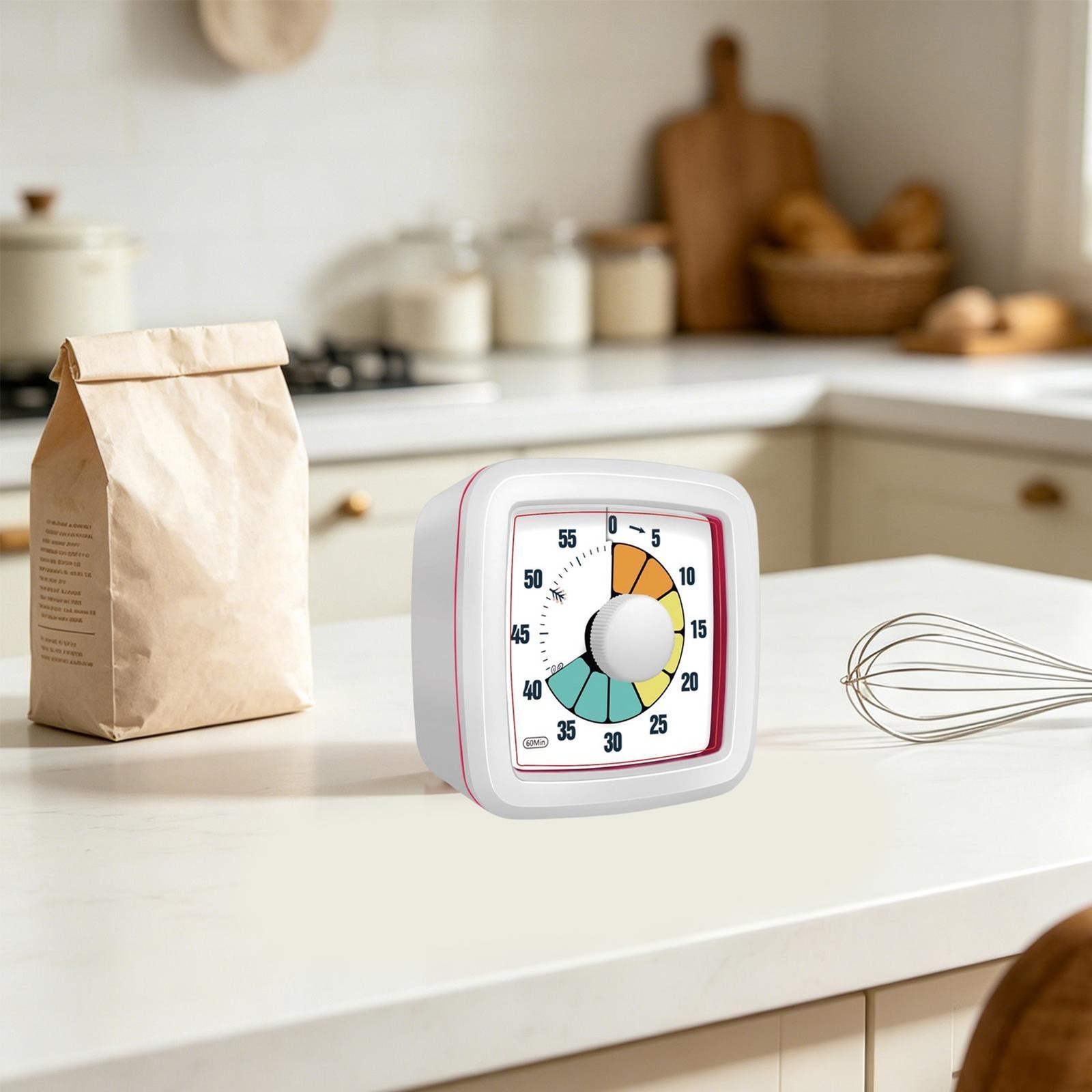 60-Minute Visual Countdown Timer, Mechanical Kitchen Timer Clock Visual Timer