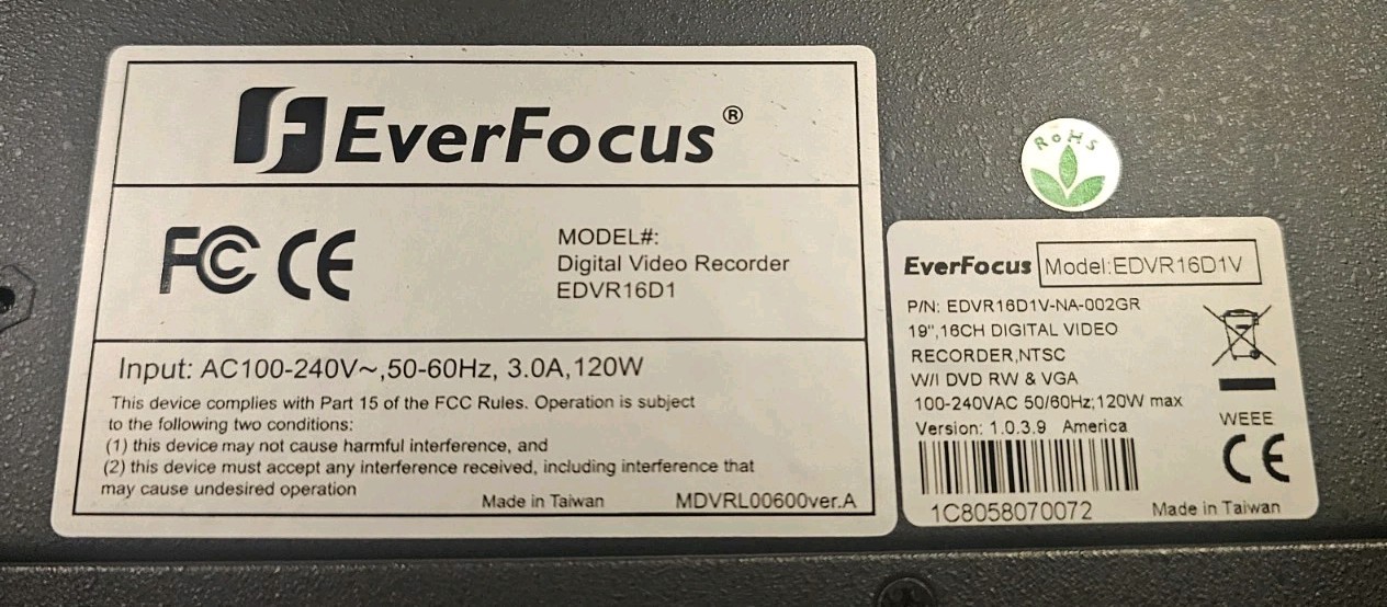 Everfocus Digital Video Recorder 16-Channel DVR Security EDVR16D1