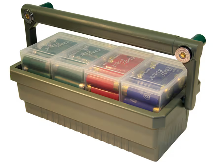 MTM Shotshell Box Caddy Army Green with 4 Shell Stack 25-Round Shotshell Boxes