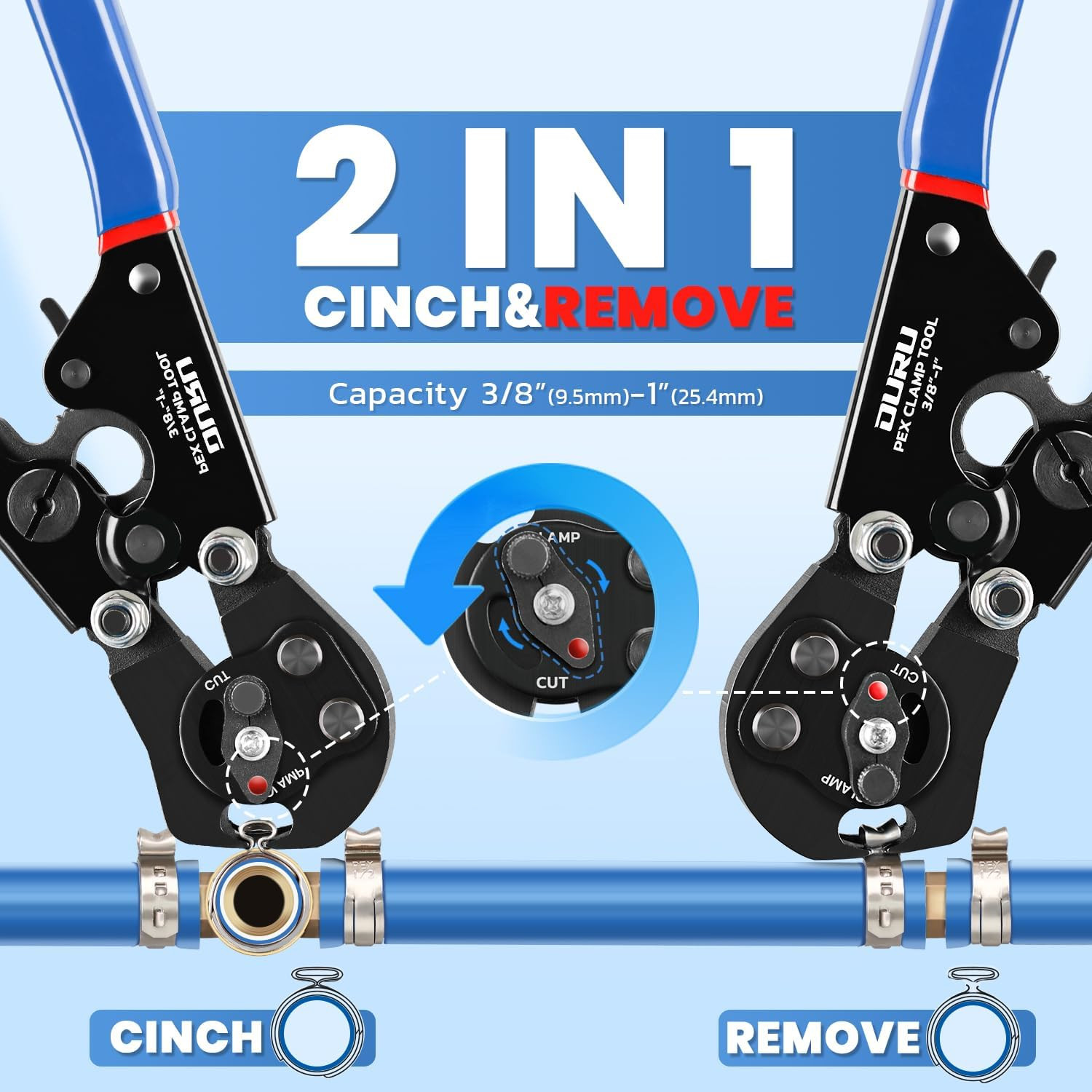 Ratchet Pex Crimping Tool Cinch & Remove Combo Function Pex Pipe Crimp Tool from