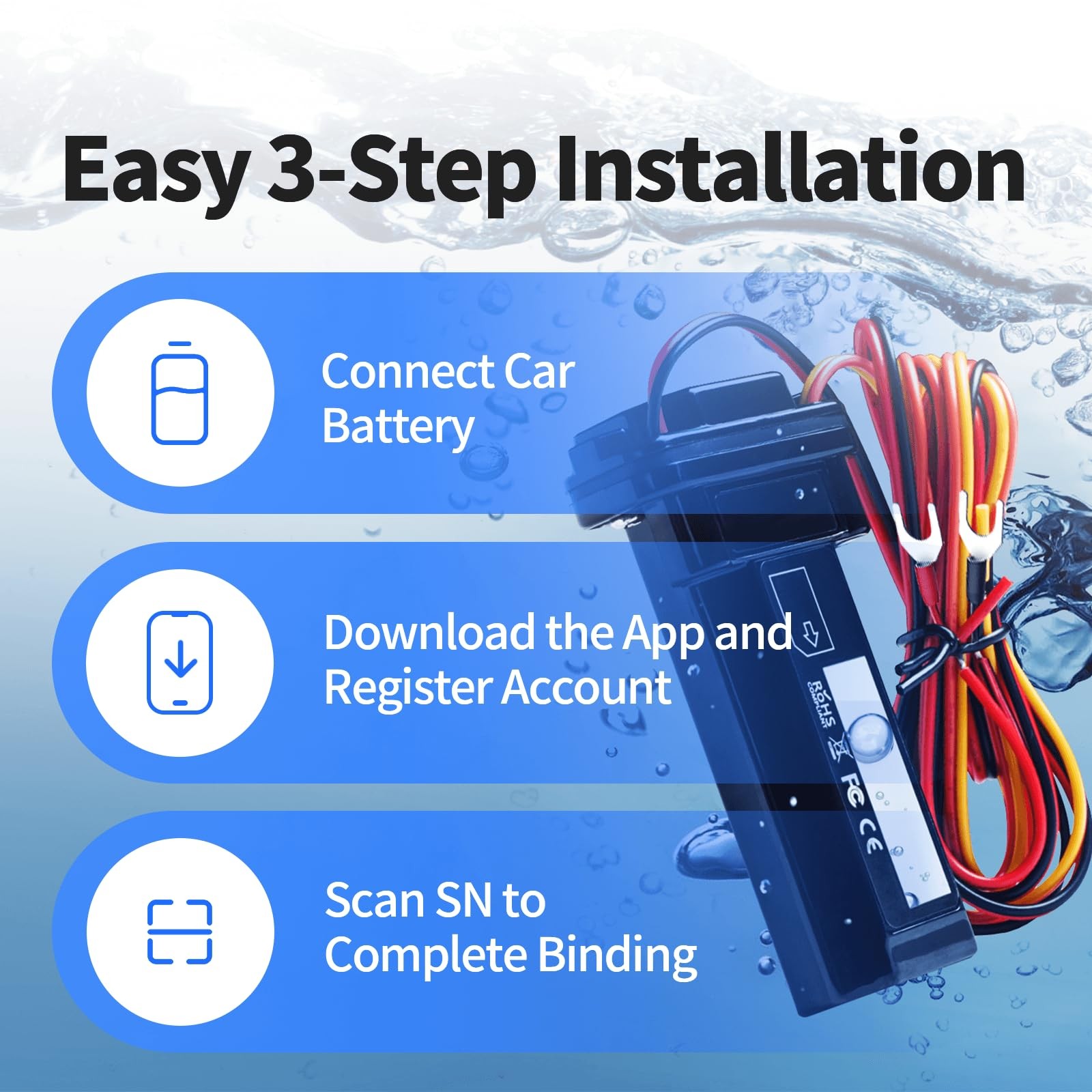Wired GPS Tracker for Vehicles, No Monthly Fee, No Subscription with Real-Tim...