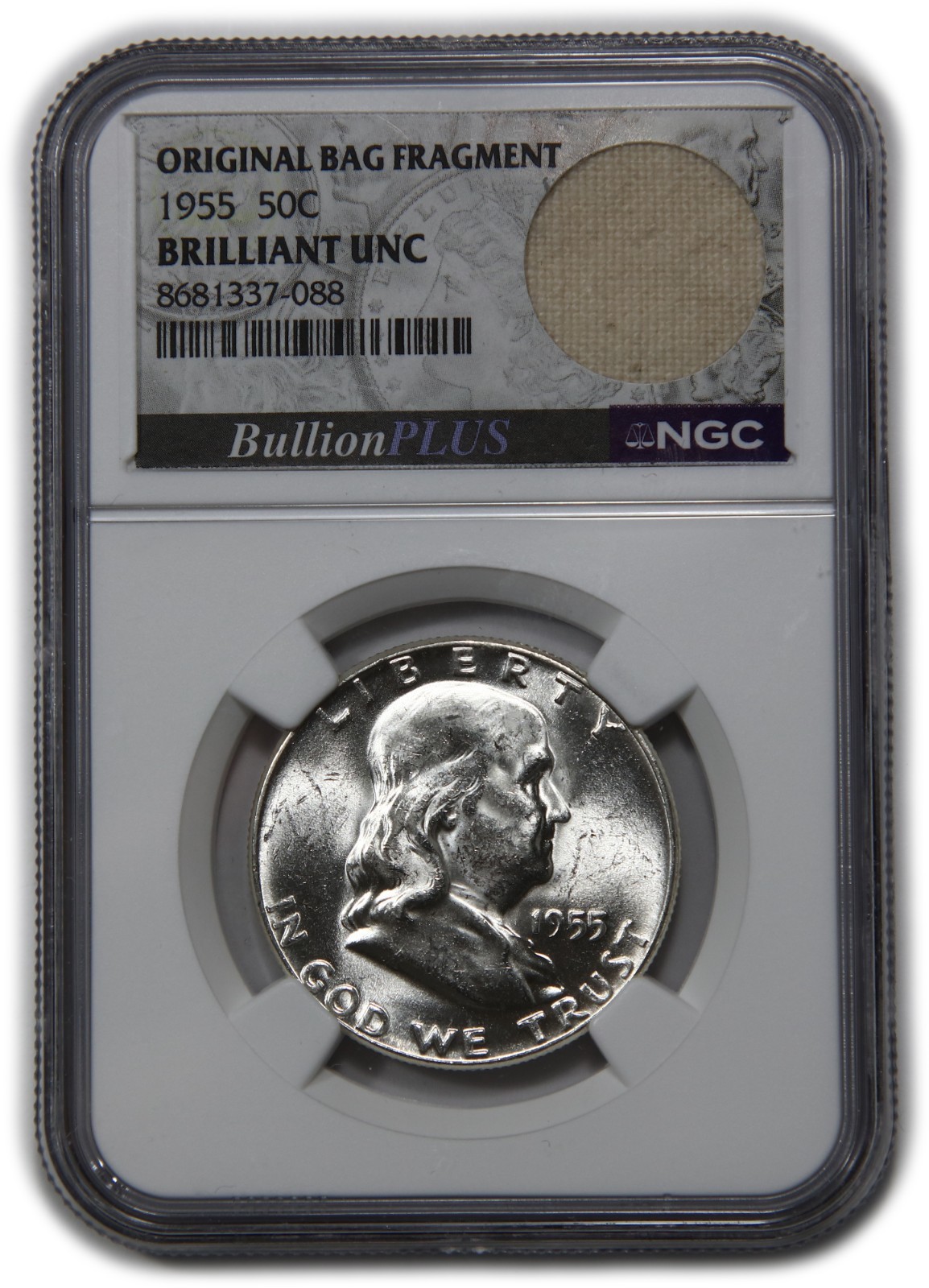 1955 P NGC BU - Silver Ben Franklin Half Dollar 50c US Coin Bag Fragment #61715A