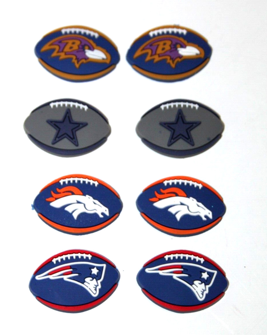NFL Football Theme Shoe Charm Fastener Baltimore Ravens Broncos Cowboys Rubber