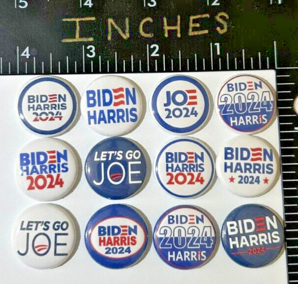 2024 Biden Joe Harris President Campaign Pin Lot 12 Pins One Inch Buttons 4 prez