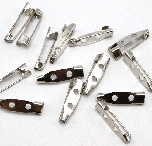 100 Silver Tone Metal Brooch Bar Pins Finding 20mm Pin Back Safety Pins