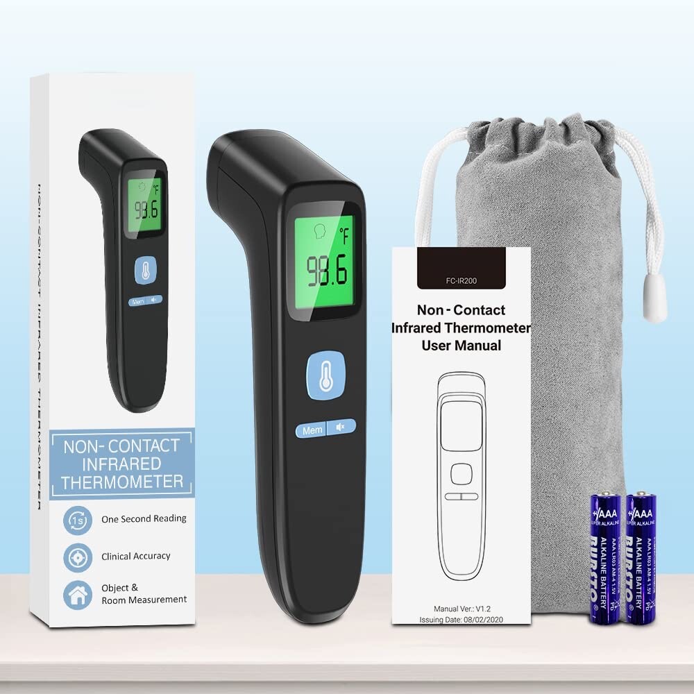 Thermometer Adults Kids Baby Digital Infrared Non-Contact Fever Alarm Memory LCD